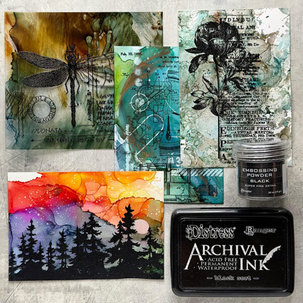 Tim Holtz Distress Archival Ink Pad Black Soot Ranger Asked and Answered Series | color-code:ALT21
