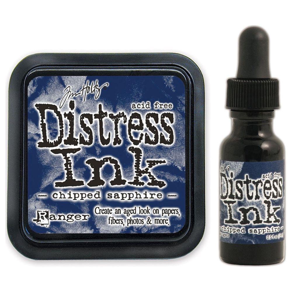Tim Holtz Distress Chipped Sapphire Ink Pad And Reinker Bundle Ranger