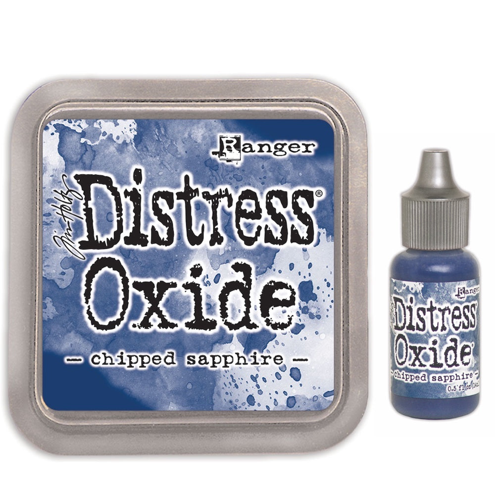 Tim Holtz Distress Chipped Sapphire Oxide Ink Pad And Reinker Bundle Ranger
