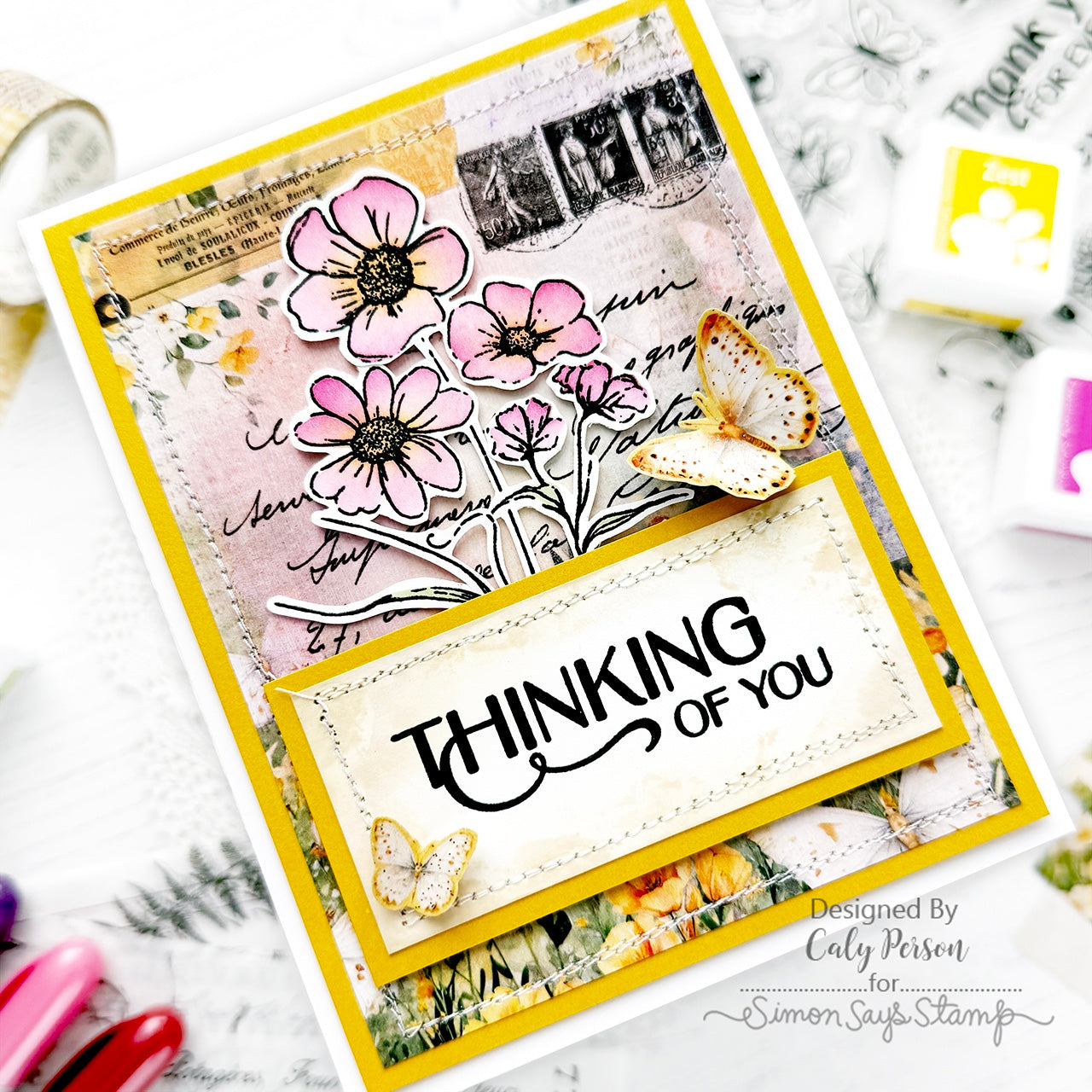 Tim Holtz Distress Collage Brush Set Ranger TDA50896 Mixed Media Card | color-code:ALT06