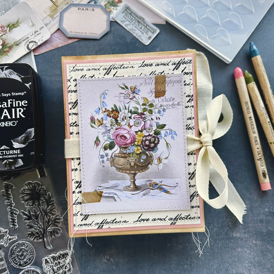 Tim Holtz Distress Collage Medium Matte 2oz tda73031 Vintage Floral Journal | color-code:ALT15
