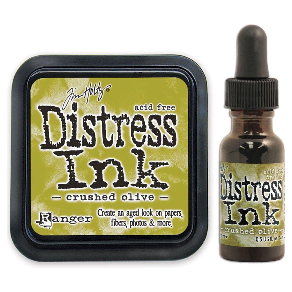 Tim Holtz Distress Crushed Olive Ink Pad And Reinker Bundle Ranger
