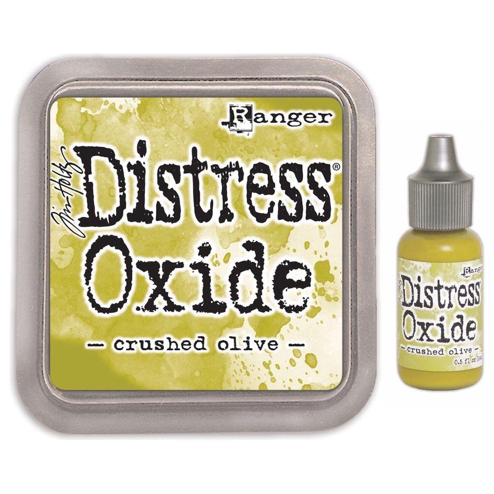 Tim Holtz Distress Crushed Olive Oxide Ink Pad And Reinker Bundle Ranger