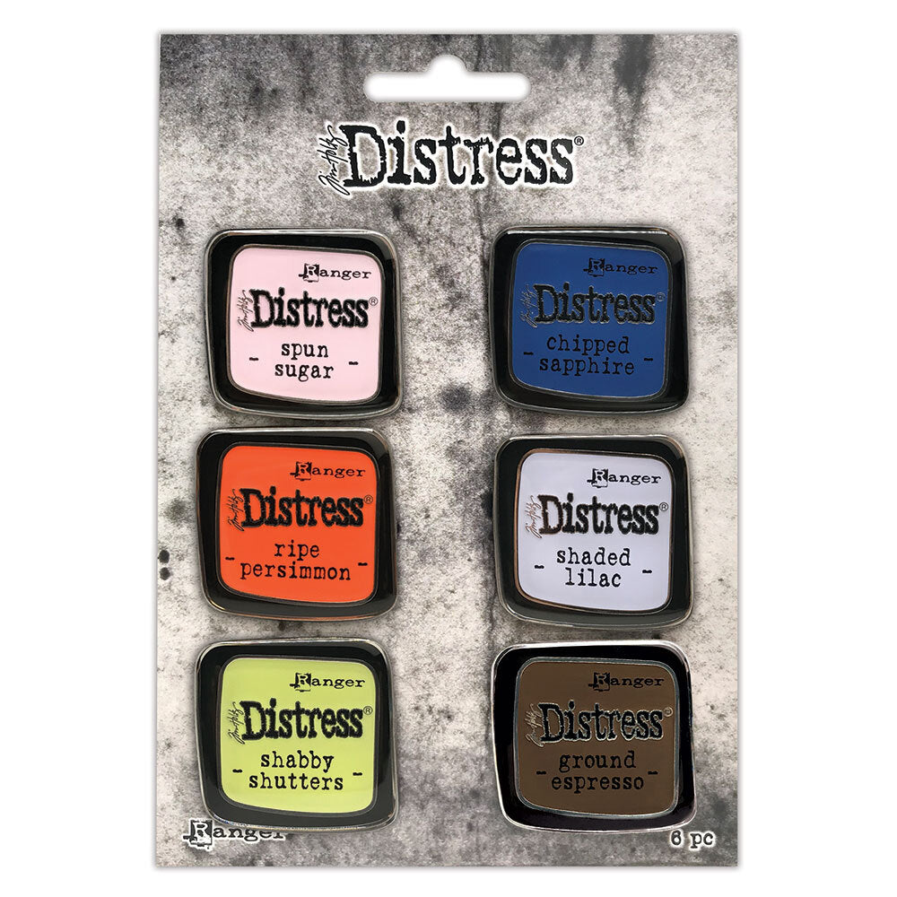 Tim Holtz Distress Enamel Pin Set 6 Ranger tdzs73482