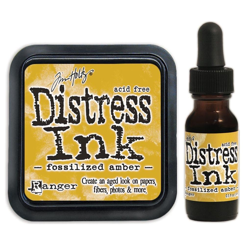 Tim Holtz Distress Fossilized Amber Ink Pad And Reinker Bundle Ranger