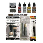 Tim Holtz Distress Foundry Wax Brush Sanding Disk Blending Brushes Walnut Stain Crayon Bundle