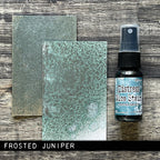 Tim Holtz Distress Frosted Juniper Mica Stain Ranger tsh87243 Swatch And Bottle Side by Side
