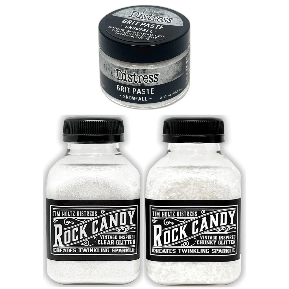 Tim Holtz Distress Grit Paste Snowfall Rock Candy And Rock Candy Chunky Special Edition Bundle