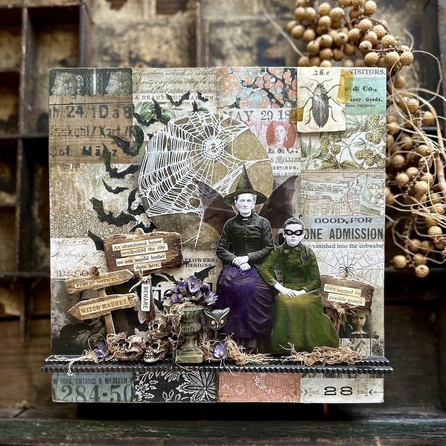 Tim Holtz Distress Ink Pad Gathered Twigs Ranger TIM32823 Halloween Vignette Panel | color-code:ALT5