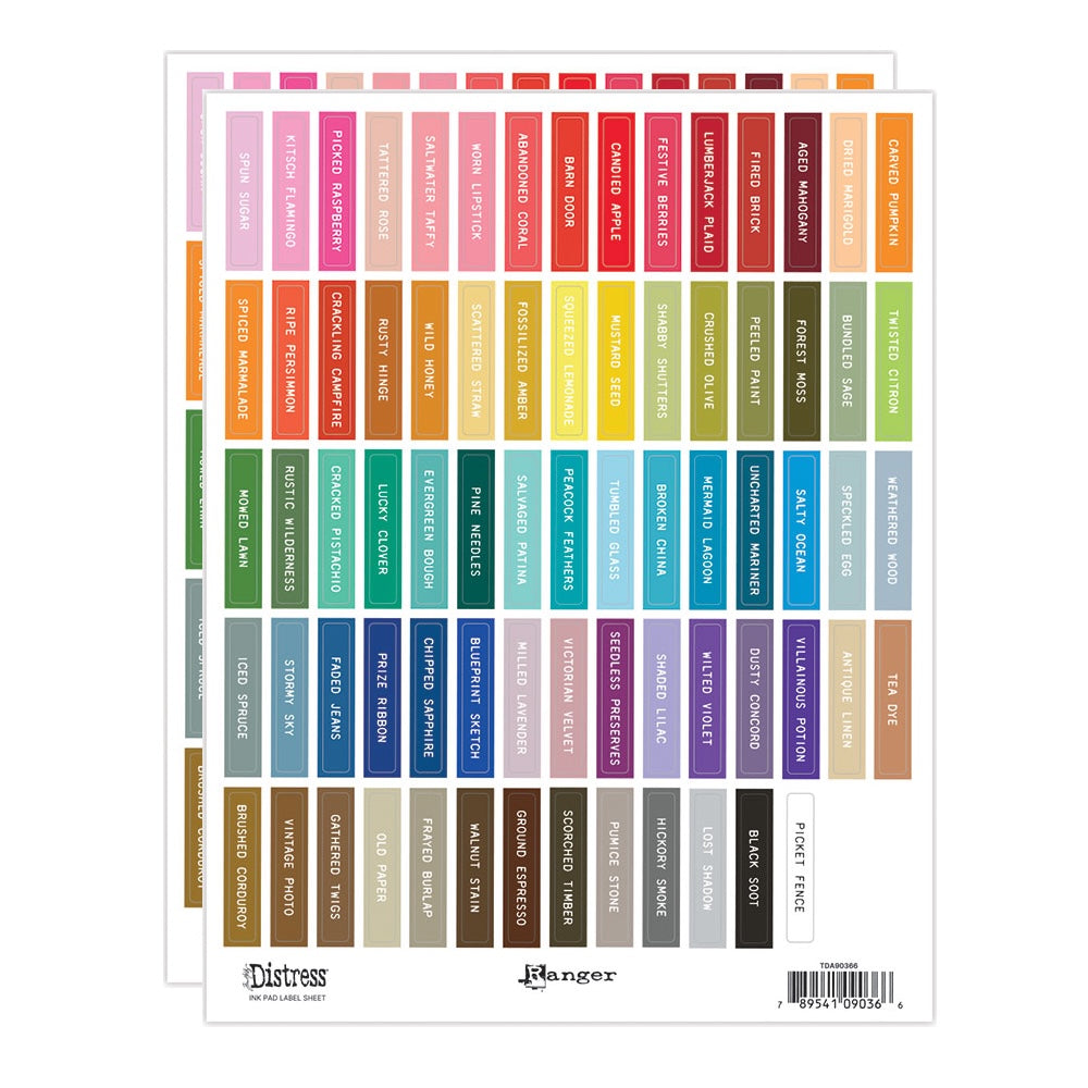 Tim Holtz Distress Ink Pad Label Sheets With White Printing Bundle Of 2