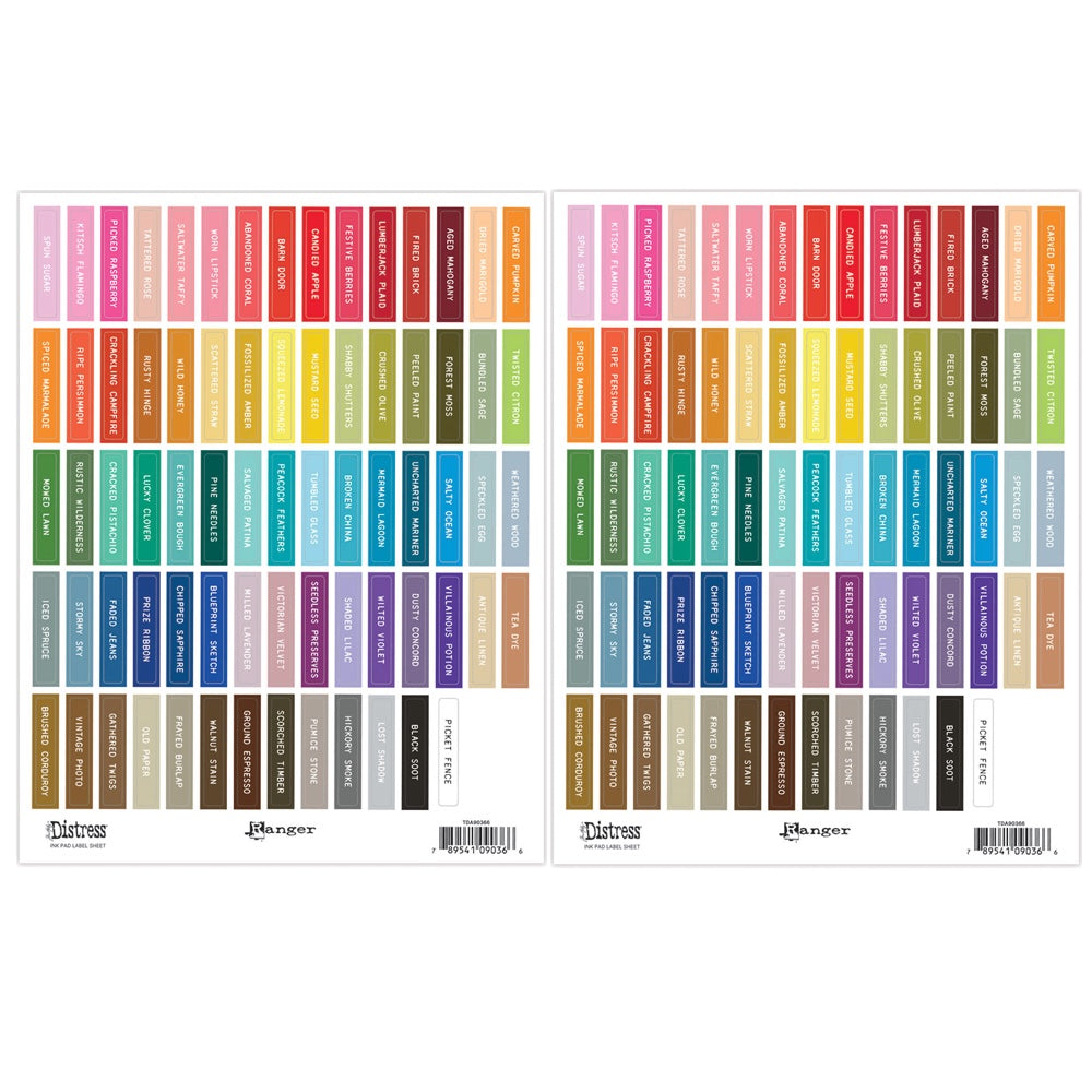 Tim Holtz Distress Ink Pad Label Sheets With White Printing Bundle Of 2 Layout