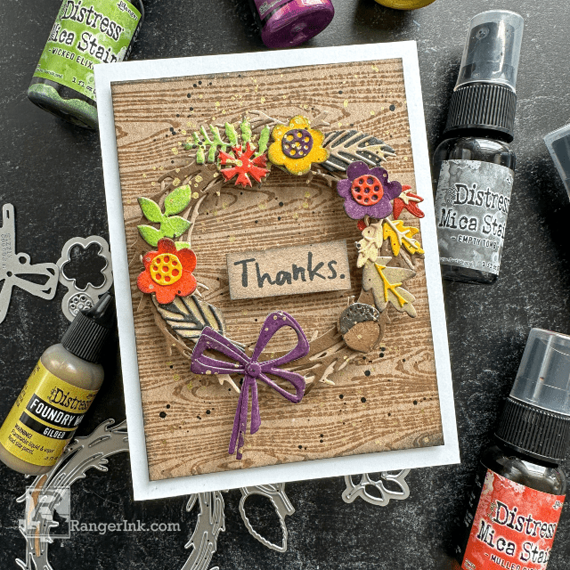 Tim Holtz Distress Iron Gate Mica Stain Ranger tsh87304 Autumn Thanks Card | color-code:ALT01