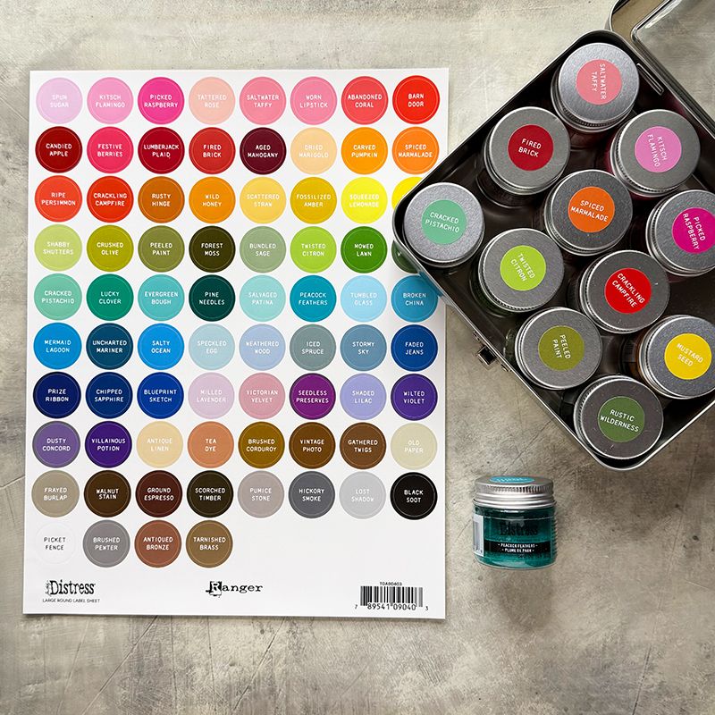 Tim Holtz Distress Large Round Label Sheet With White Printing tda90403 Distress Storage | color-code:ALT01