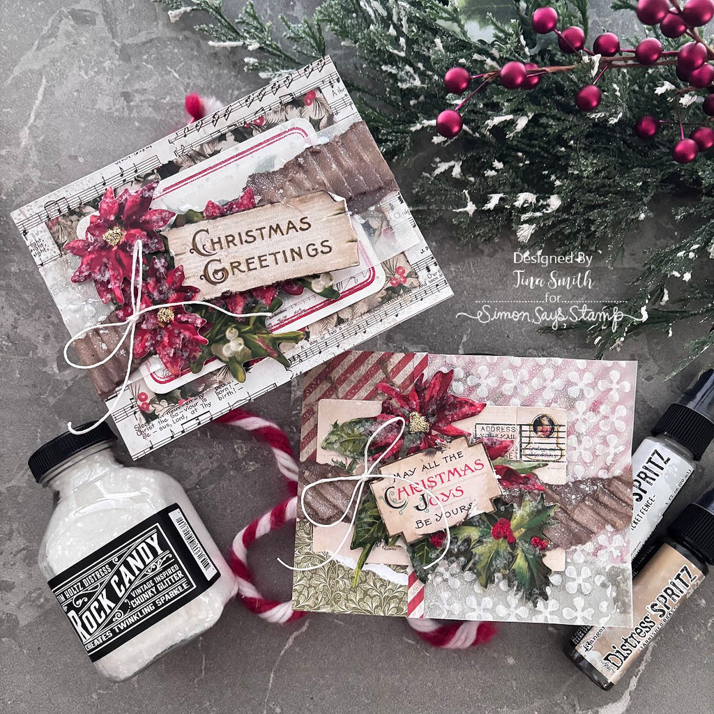 Tim Holtz Distress Mica Flakes Special Edition Ranger tdr96054 Tina Smith Vintage Christmas Greetings Cards