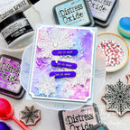 Tim Holtz Distress Mini Collage Glue 0.5 oz. Ranger tda96092 Let is Snow purple and blue card by Nina Marie Trapani