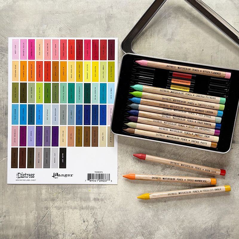 Tim Holtz Distress Mini Ink Pad Label Sheets With Black Printing Bundle Of 4 Organizing System | color-code:ALT03