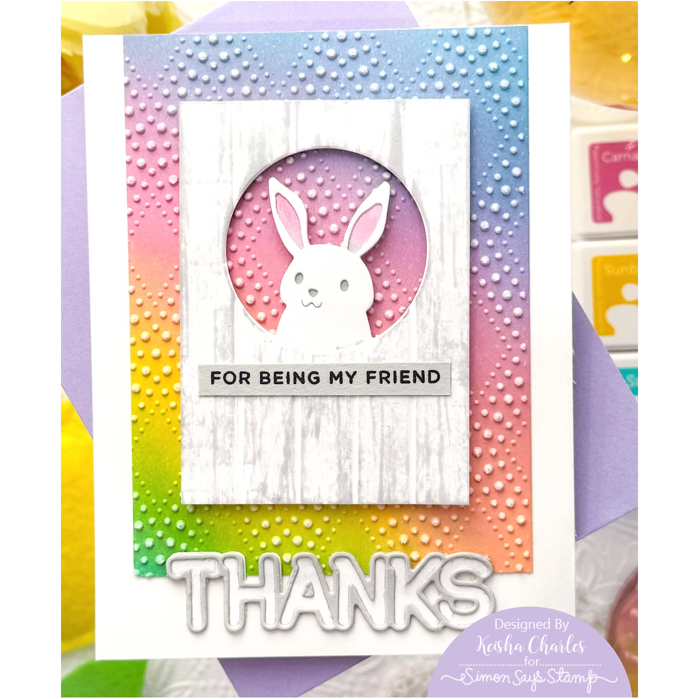 Tim Holtz Distress Mini Ink Pad Lost Shadow Ranger tdp82798 Textured Rainbow Friendship Card | color-code:ALT03