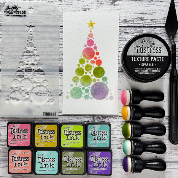 Tim Holtz Distress Mini Ink Pad Picked Raspberry Ranger TDP40088 Colorful Christmas Tree | color-code:ALTM10