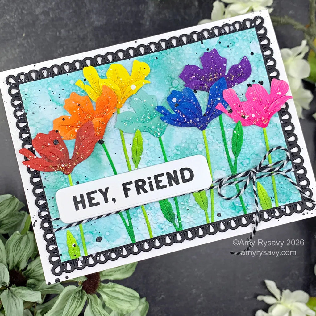Tim Holtz Distress Mini Ink Pad Salvaged Patina Ranger tdp78289 Rainbow Florals Card | color-code:ALT03