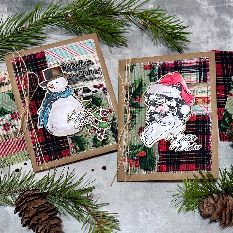 Tim Holtz Distress Mini Oxide Ink Pad Frayed Burlap Fabric Christmas Cards | color-code:ALT01
