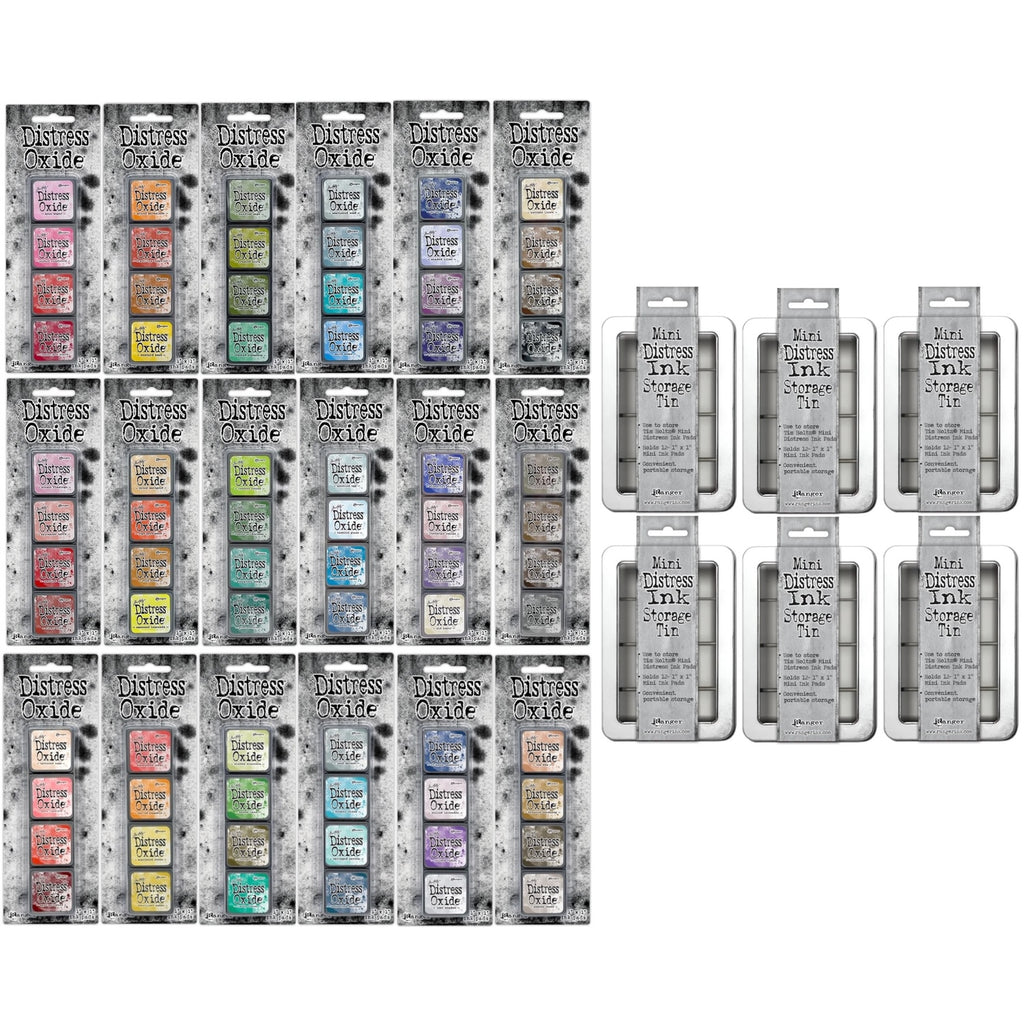 Tim Holtz Distress Mini Oxide Ink Pad Kits 1-18 And 6 Storage Tins I Want It All Bundle