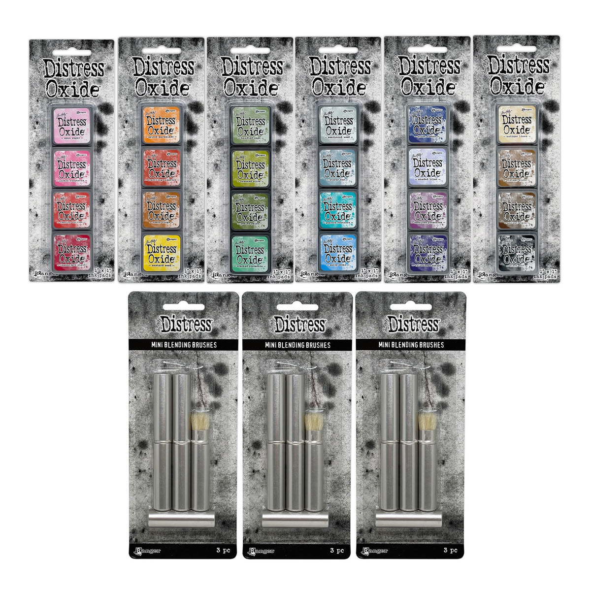 Tim Holtz Distress Mini Oxide Ink Pad Kits 1-6 And 9 Mini Blending Bru ...