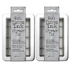 Tim Holtz Distress Mini Oxide Ink Pad Kits 1-6 Mini Blending Brushes And 2 Storage Tins Bundle tins only