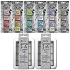 Tim Holtz Distress Mini Oxide Ink Pad Kits 7-12 And 2 Storage Tins Bundle