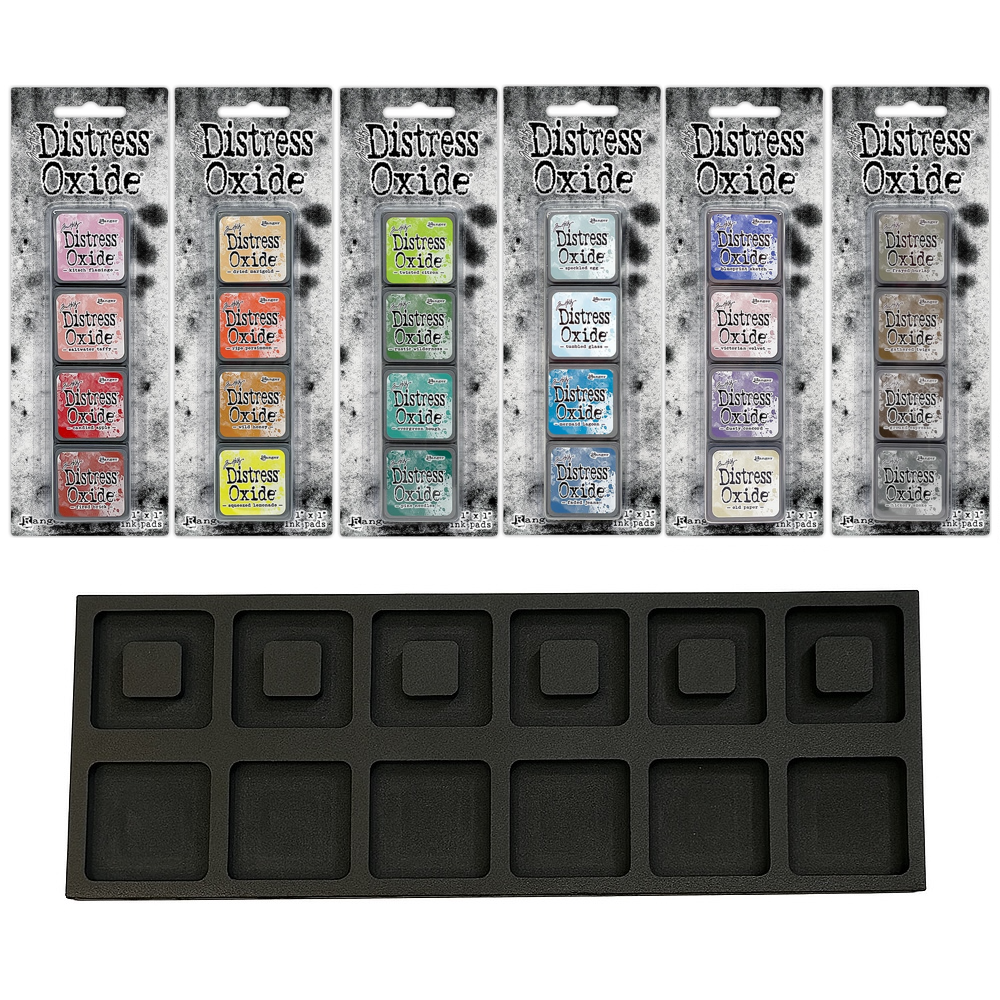 Tim Holtz Distress Mini Oxide Ink Pad Kits 7-12 And Ink Stand Black Mini Palette Bundle