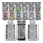 Tim Holtz Distress Mini Oxide Ink Pad Kits 7-12 Mini Blending Brushes And 2 Storage Tins Bundle