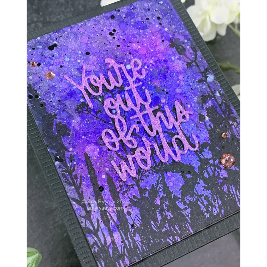 Tim Holtz Distress Mini Oxide Ink Pad Picked Raspberry tdi91141 Galaxy Wildflowers Card | color-code:ALT03