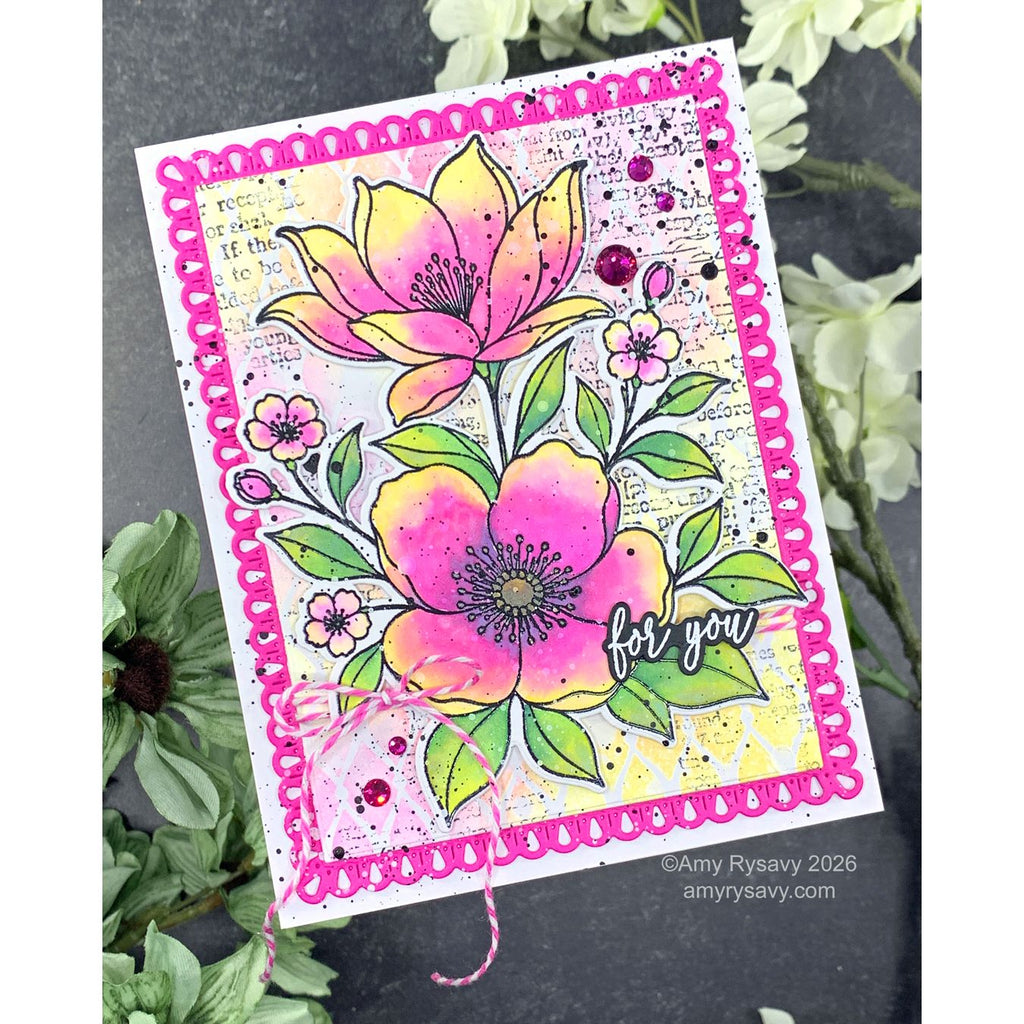 Tim Holtz Distress Mini Oxide Ink Pad Scattered Straw tdi91240 Watercolor Floral Card | color-code:ALT02