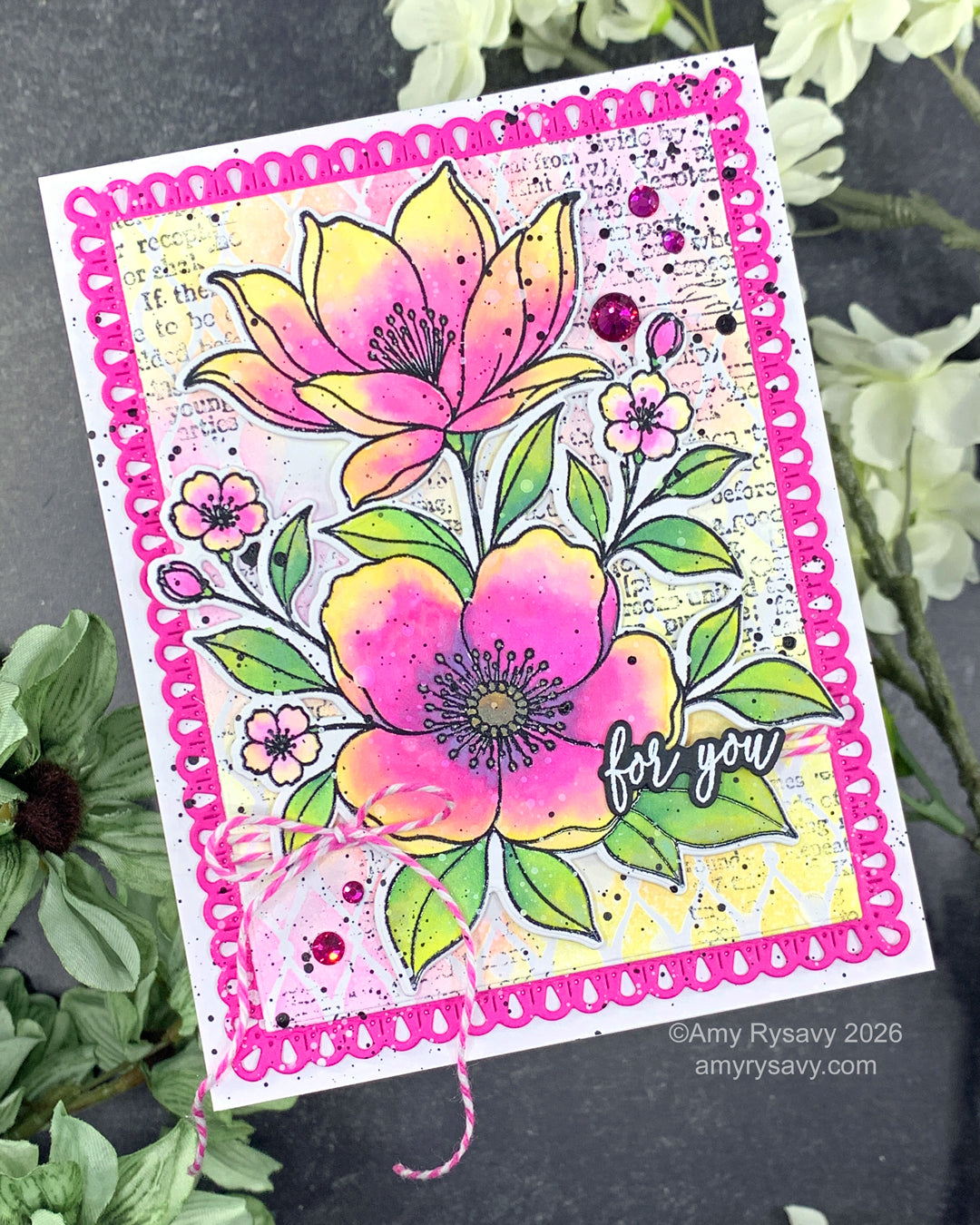 Tim Holtz Distress Mini Oxide Ink Pad Seedless Preserves tdi91264 Watercolor Floral Card | color-code:ALT01