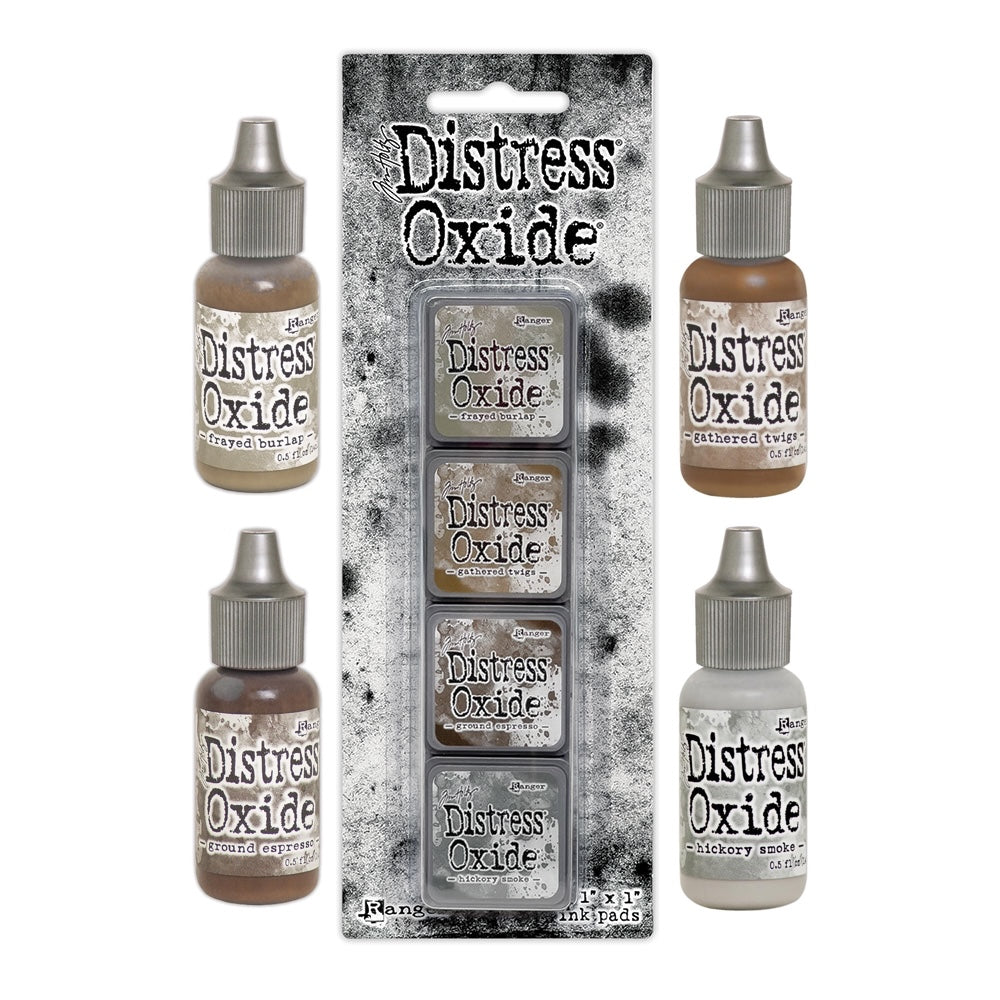 Tim Holtz Distress Mini Oxide Ink Pads Kit 12 And Reinkers Bundle