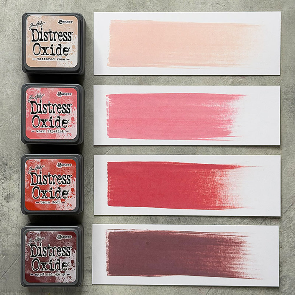 Tim Holtz Distress Mini Oxide Ink Pads Kit 13 And Reinkers Bundle Swatches