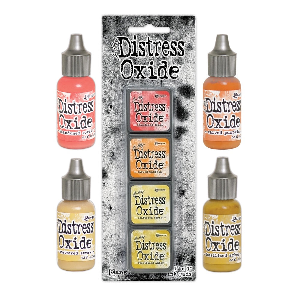 Tim Holtz Distress Mini Oxide Ink Pads Kit 14 And Reinkers Bundle