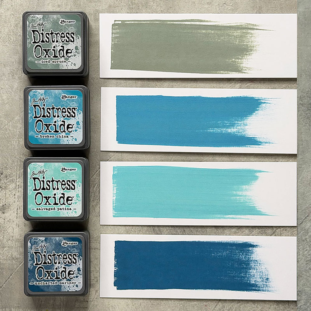 Tim Holtz Distress Mini Oxide Ink Pads Kit 16 And Reinkers Bundle Swatches