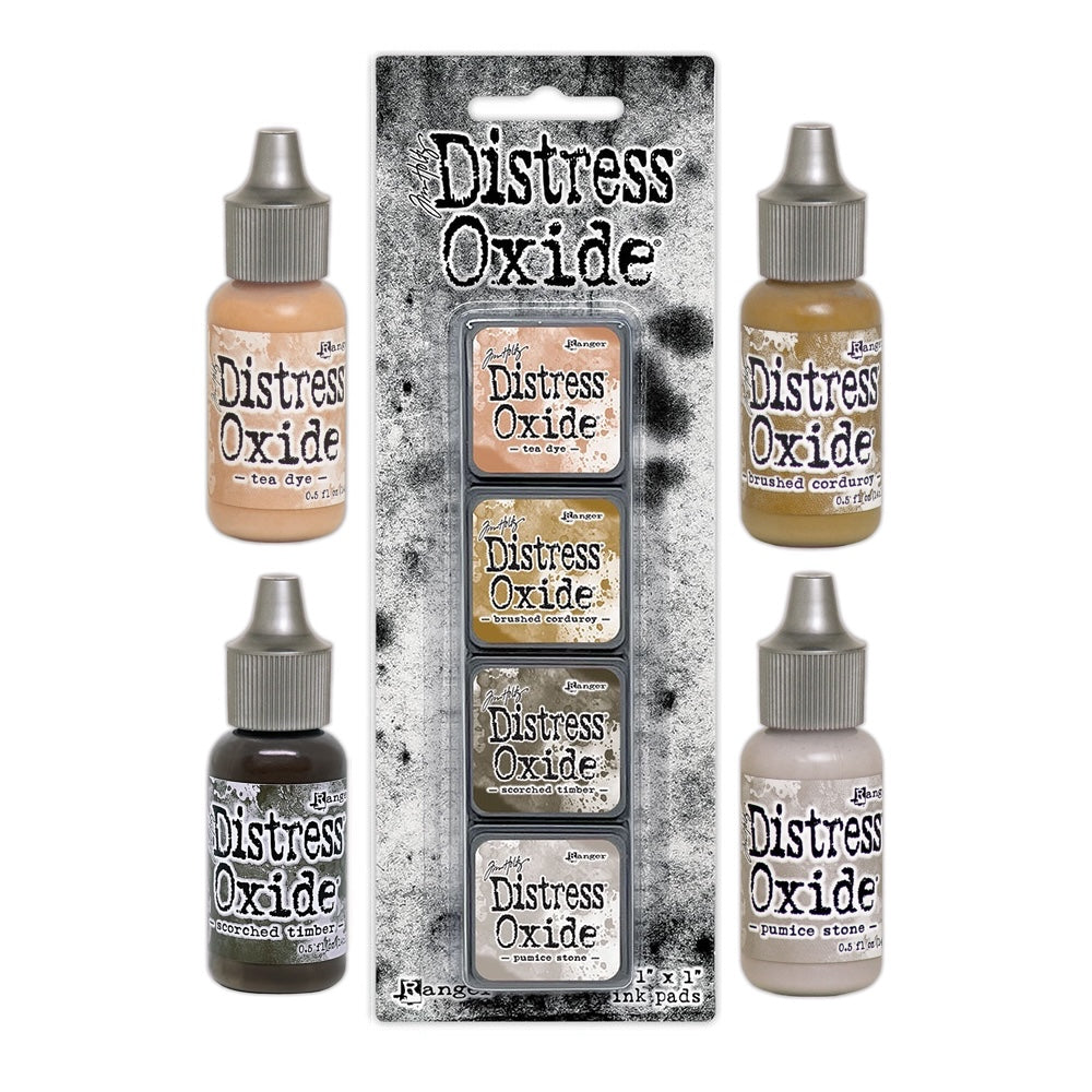 Tim Holtz Distress Mini Oxide Ink Pads Kit 18 And Reinkers Bundle
