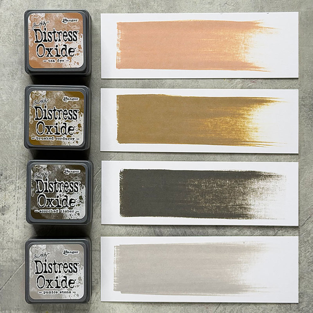 Tim Holtz Distress Mini Oxide Ink Pads Kit 18 And Reinkers Bundle Swatches