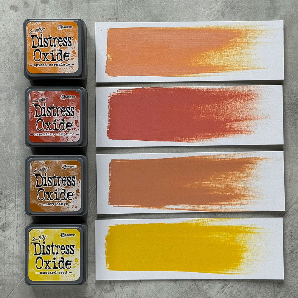 Tim Holtz Distress Mini Oxide Ink Pads Kit 2 And Reinkers Bundle Swatches | color-code:ALT01