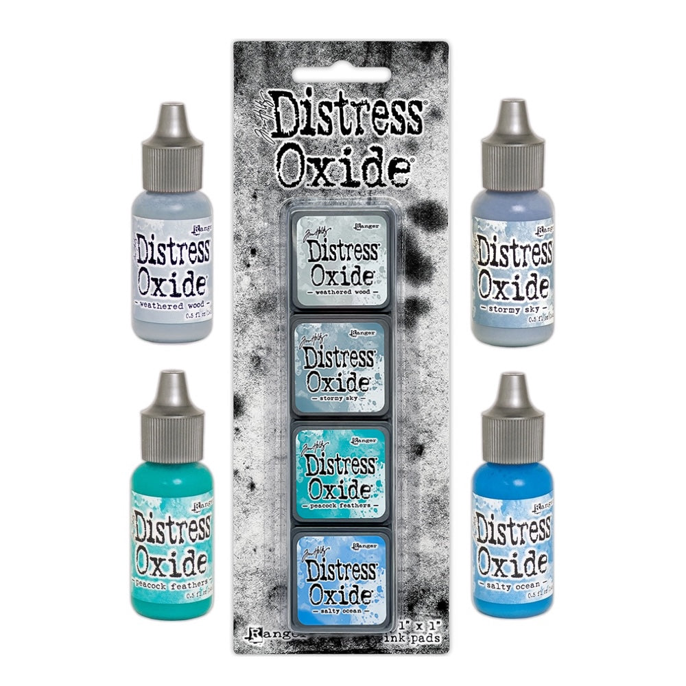 Tim Holtz Distress Mini Oxide Ink Pads Kit 4 And Reinkers Bundle