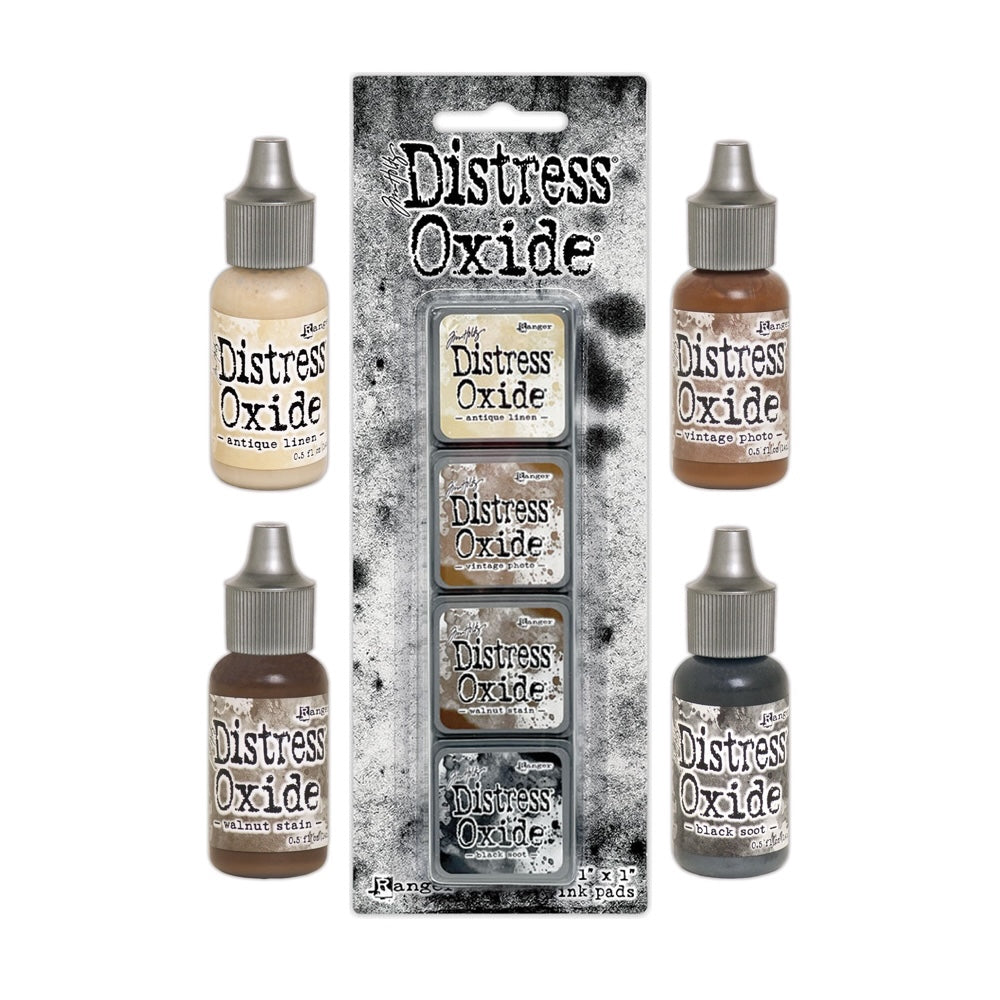 Tim Holtz Distress Mini Oxide Ink Pads Kit 6 And Reinkers Bundle