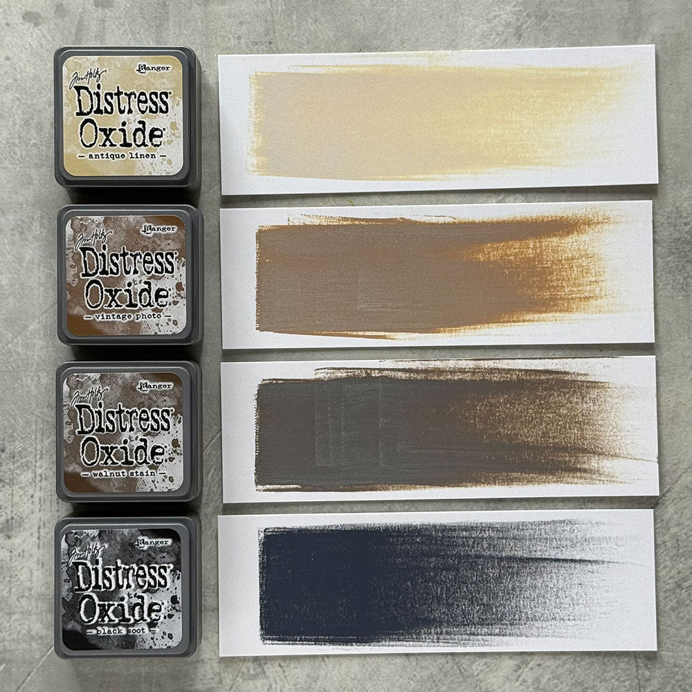 Tim Holtz Distress Mini Oxide Ink Pads Kit 6 Ranger tdik91523 Swatches | color-code:ALT01