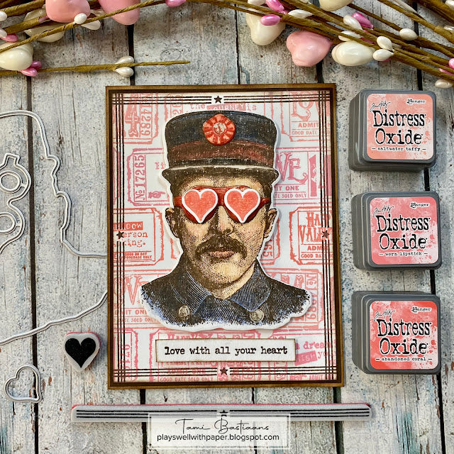 Tim Holtz Distress Mini Oxide Ink Pads Kit 7 Ranger tdik91530 Masculine Valentine Card | color-code:ALT02