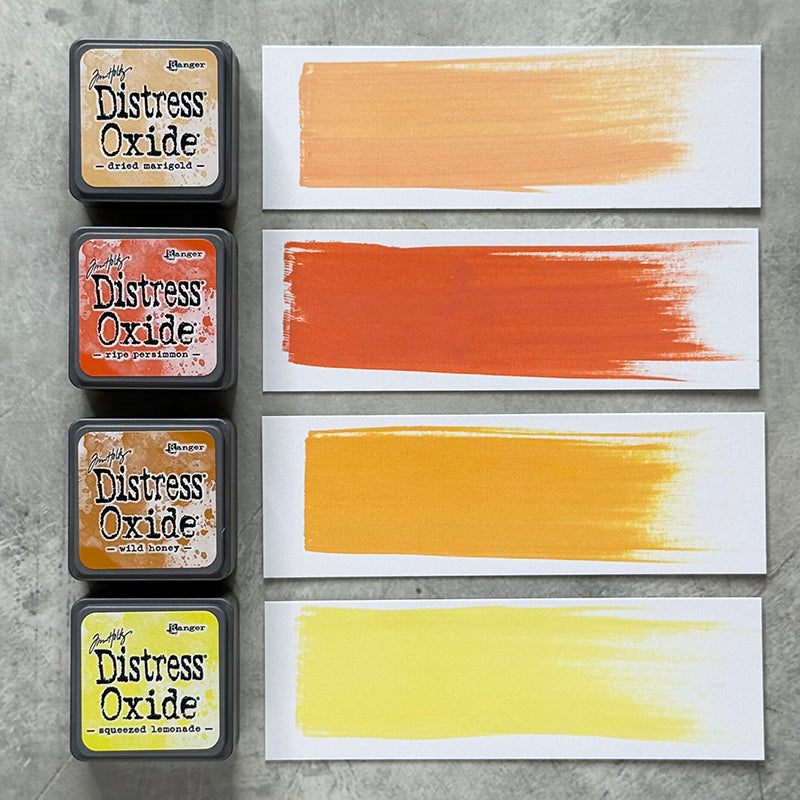 Tim Holtz Distress Mini Oxide Ink Pads Kit 8 And Reinkers Bundle Swatches