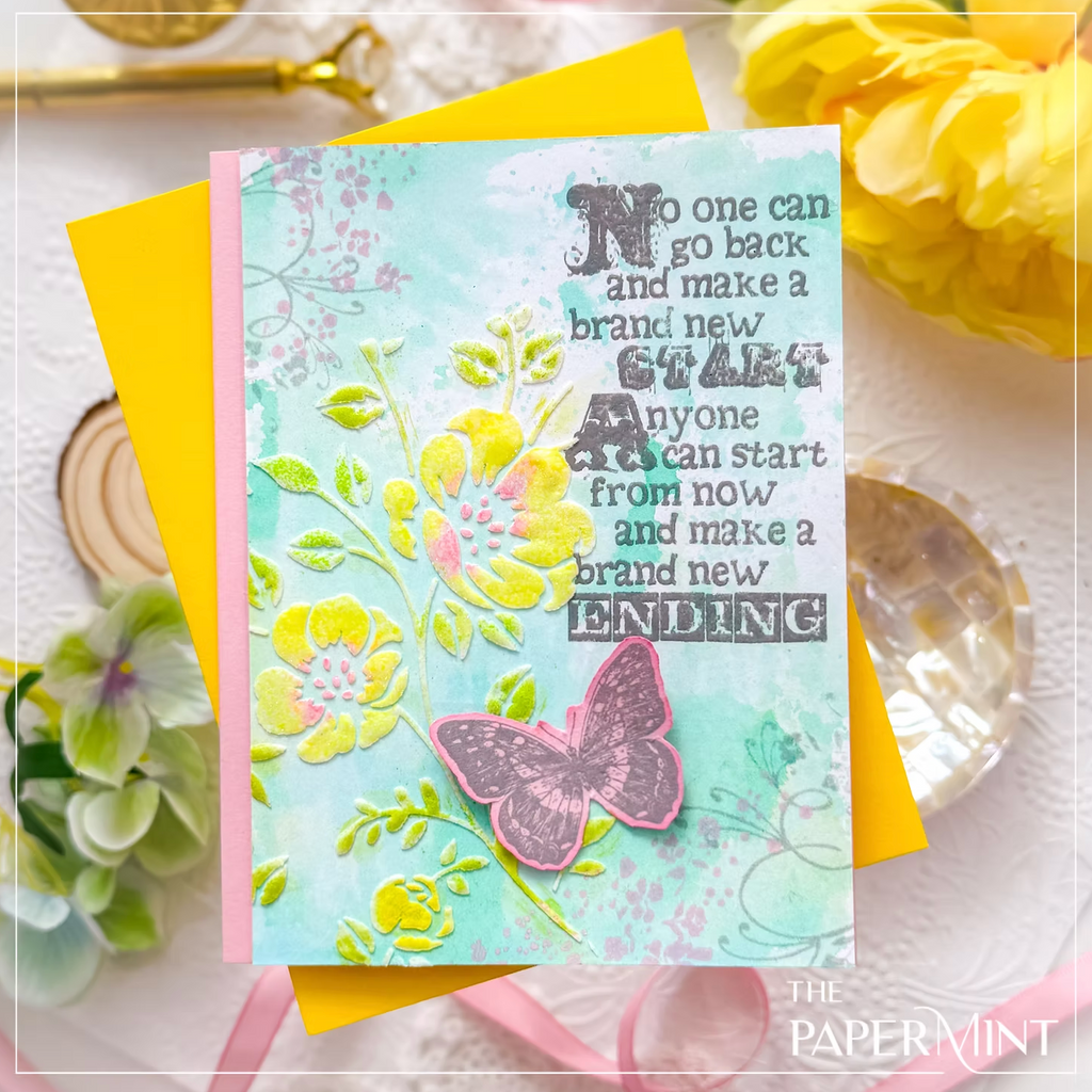 Tim Holtz Distress Oxide Ink Pad Kitsch Flamingo Ranger tdo72614 Floral Mixed Media Card | color-code:ALT04