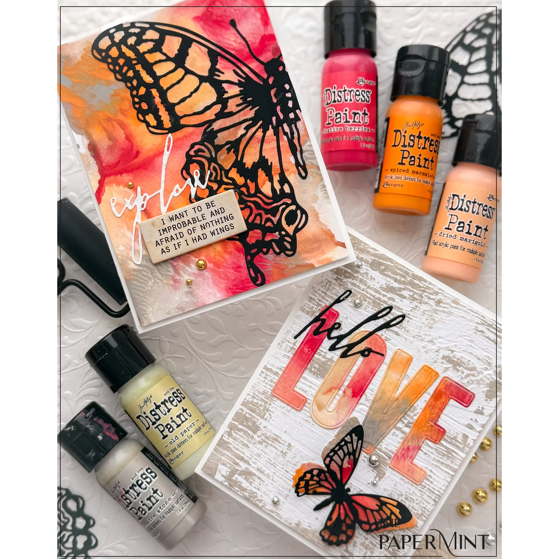 Tim Holtz Distress Paint Bundle of 28 Ranger Paint Smooshing Card | color-code:ALT01