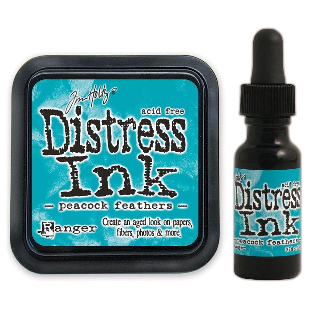 Tim Holtz Distress Peacock Feathers Ink Pad And Reinker Bundle Ranger