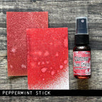 Tim Holtz Distress Peppermint Stick Mica Stain Ranger tsh87366 Swatches And Bottle Side by Side
