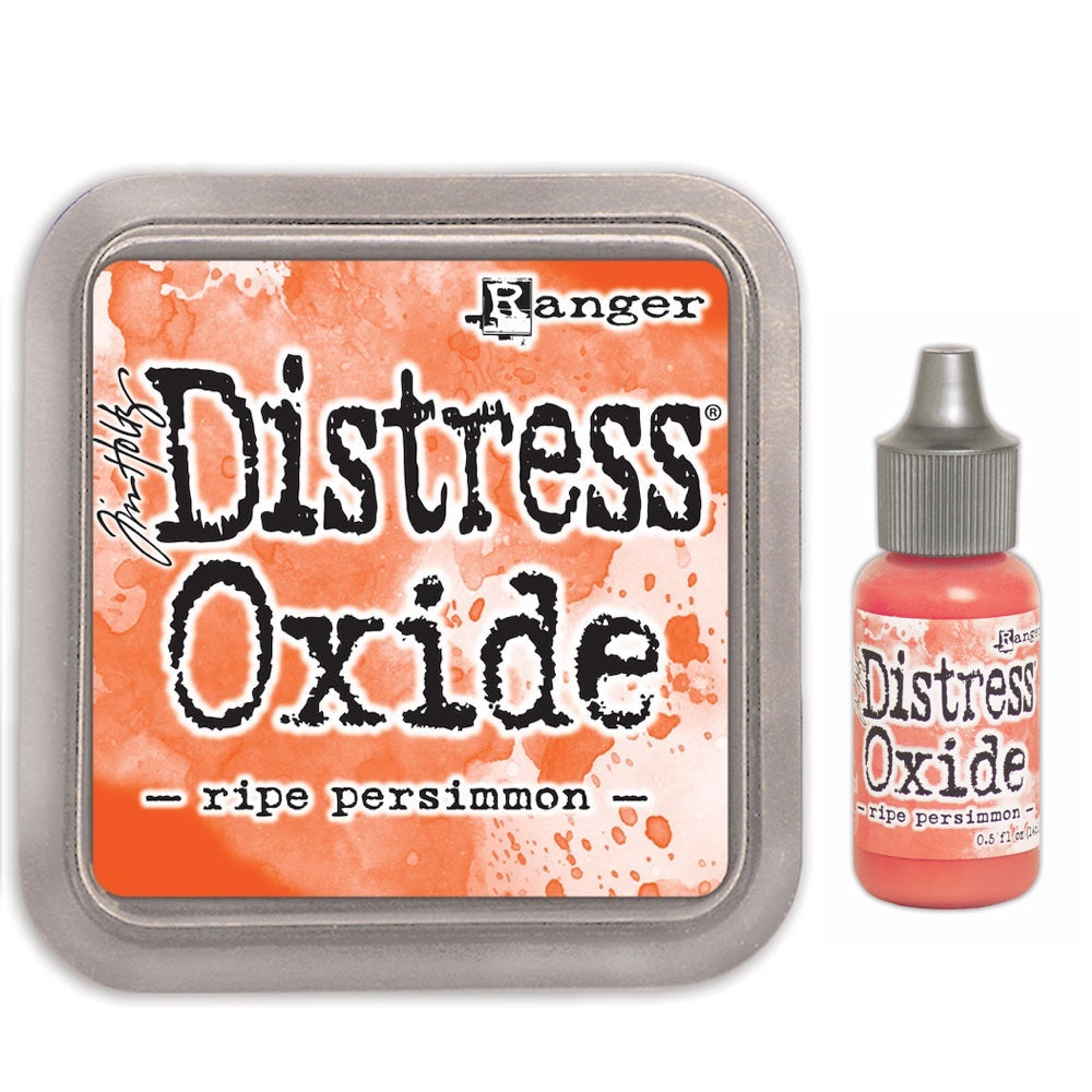 Tim Holtz Distress Ripe Persimmon Oxide Ink Pad And Reinker Bundle Ranger